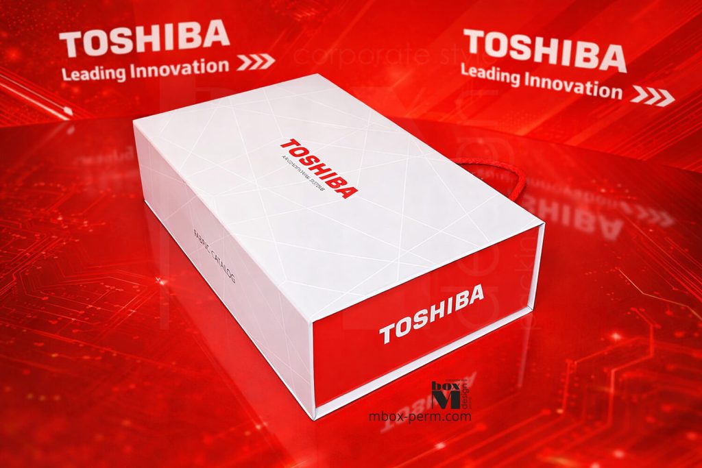 Упаковка в фирменном стиле для компании Тошиба от Мбокс