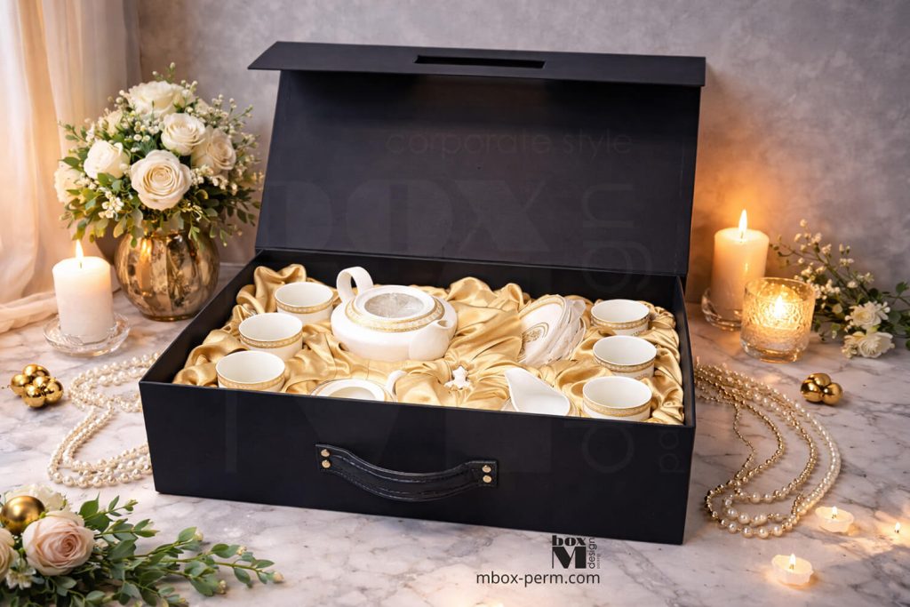 Шикарная коробка-чемодан для чайного сервиза от производителя M-BOX