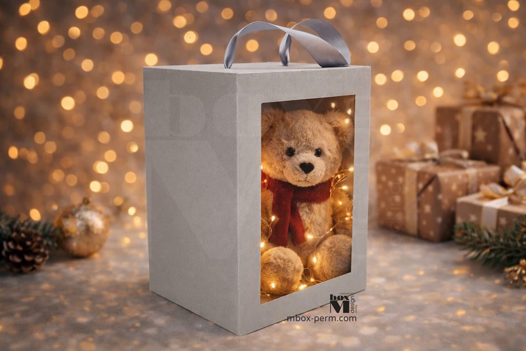 Подарочная коробочка с прозрачным окошком с ручкой от M-BOX